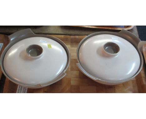 Pair of Poole Pottery two-tone casserole dishes or tureens. (2)(B.P. 24% incl. VAT)   CONDITION REPORT:  No obvious damage