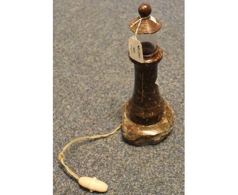 Turned hardstone table lamp in the form of a lighthouse.(B.P. 24% incl. VAT)