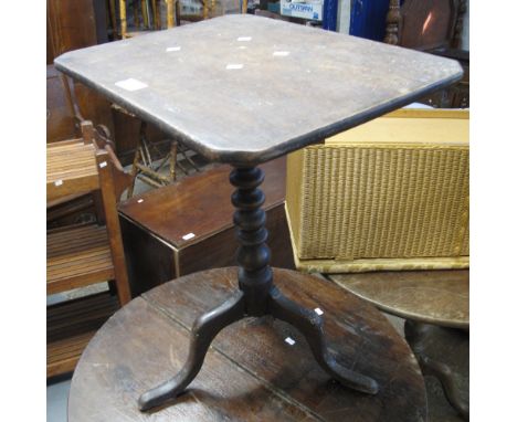 19th Century mahogany rectangular occasional tripod table on bobbin turned pedestal.(B.P. 24% incl. VAT)