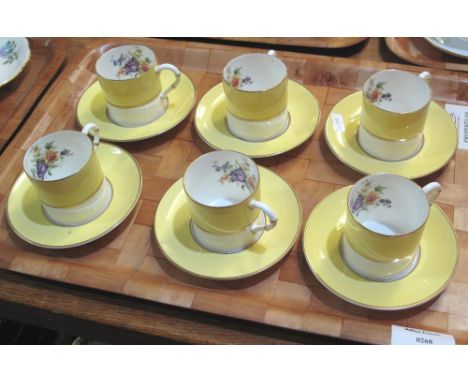 Set of six Royal Worcester 'Miranda' coffee cans and saucers, black printed marks to base. (6)(B.P. 24% incl. VAT)