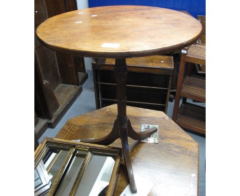 19th Century mahogany tripod occasional table together with a modern gilt framed, three section bedroom mirror. (2)(B.P. 24% 