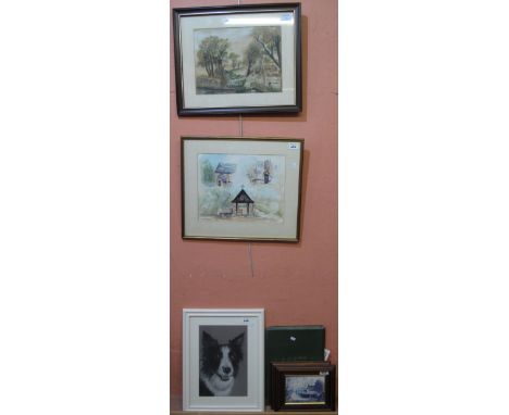 Framed Cashes Fine Art Textiles silk picture of the state coach in its original box, together with other pictures, furnishing