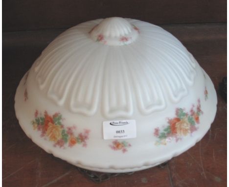 Mid 20th Century florally decorated cream light shade with floral design mounts.(B.P. 24% incl. VAT)