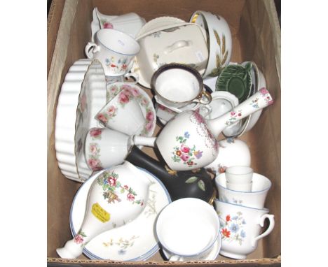Box of assorted china to include: Royal Worcester 'Evesham' flan dish; part teaware to include: Royal Albert 'Summer Breeze';