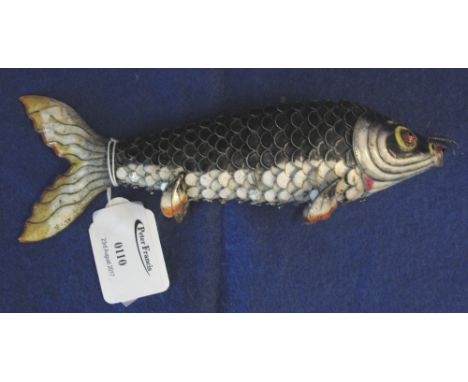 Unusual metal and coloured enamel study of a reticulated fish, possibly a carp.(B.P. 24% incl. VAT)   CONDITION REPORT:  A fe