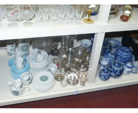 Oriental ginger jars, Ringtons caddy, J & G Meakin Studio pottery coffee and tea set, silver plated wares, etc