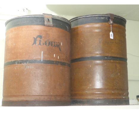 Two vintage tole flour bins
