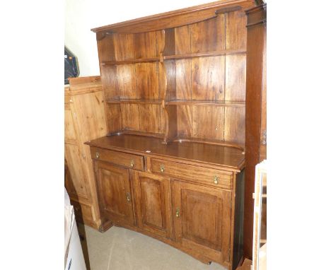 Stained wood shelf back dresser