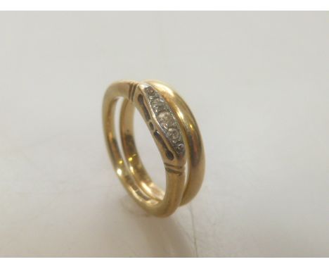 18ct gold wedding band and a 18ct gold and diamond ring (2) Gross approximately 6.5 grams