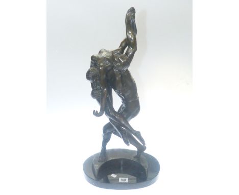 Large bronze group of male and female dancers on marble base, 61cm high