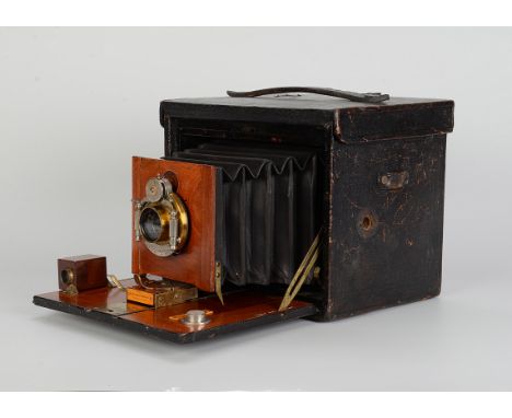 A Kodak No.5 Folding Camera, 5x7”, with unmarked brass lens in Unicum shutter, body, G, lens, VG, shutter working, some light