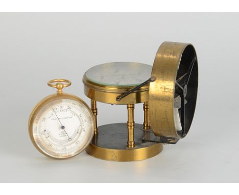 A Brass Stanley Anemometer, serial no. 1992, together with a Dent pocket Aneroid (2)
Aneroid is untested and the glass appear