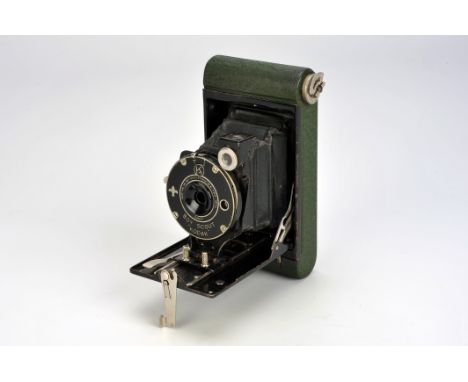 A Kodak Boy Scout Camera, 4x6.5cm, green, English version, body, VG-E, shutter working, lens, VG, some light fungus, in maker