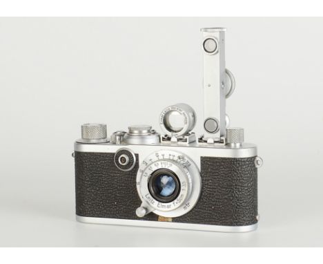 A Leica If Red Dial Camera, chrome, serial no. 789592, with Leitz Elmar f/3.5 50mm lens, chrome, serial no. 290514, body, G, 