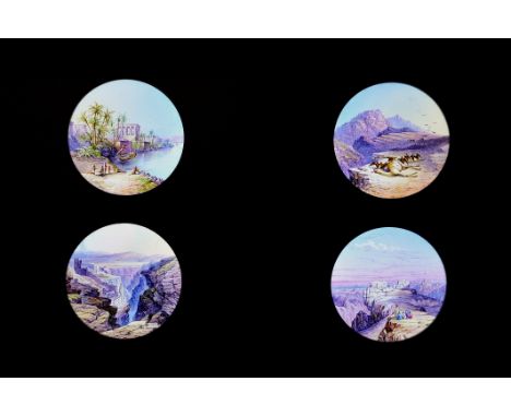 Carpenter & Westley mahogany-mounted hand-painted Holy Land and Egypt Magic Lantern Slides, including Summit of Mt. Sinai, Va