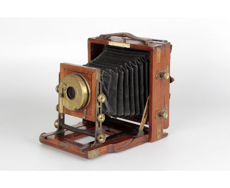 A J. Lancaster & Sons 1902 B.B. Instantograph Mahogany Field Camera, 3¼x4¼, with J. Lancaster lens and shutter, body, G, lens