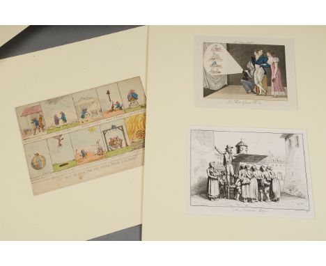 Hand-coloured Engravings, ‘Two New Sliders for the State Magic Lanthern’, pub. H Humphrey, 29 December 1783, satirising Fox a