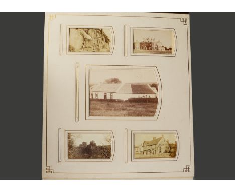 Cartes-de-Visite Albums, large cabinet/carte leather album with brass initials to cover, including topographical, horses and 