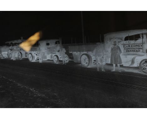 Silver nitrate 10in x 12in glass plate negatives, ‘E & H Edney Threshing and Haulage Contractors, Denmead, Cosham’ - Foden st