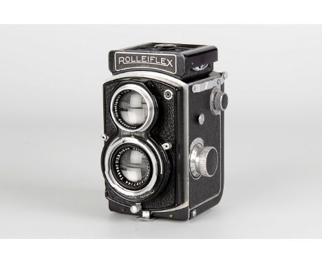 A Rolleiflex Baby Sport 4x4 TLR Camera, black, serial no. 642229, with Carl Zeiss Jena Tessar f/2.8 60mm lens, serial no. 209