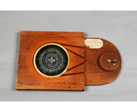 A rare and large Henry Langdon Childe Mahogany-Mounted and Brass Hand-Painted Chromatrope, pair of pulley-operated contra-rot