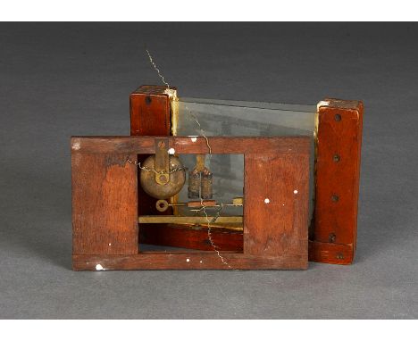 Mahogany-mounted Demonstrational Magic Lantern Slides, brass bell with electrically-operated clapper and solenoid, and W F Ar