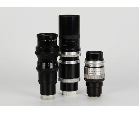 An Som Berthiot Cinor f/3.5 100mm Lens, black, serial no. T12629, body, VG-E, elements, G-VG, some internal haze and fungus, 