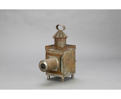 A Lapierre lacquered tinplate Square Magic Lantern, 310mm high, circa 1880, F