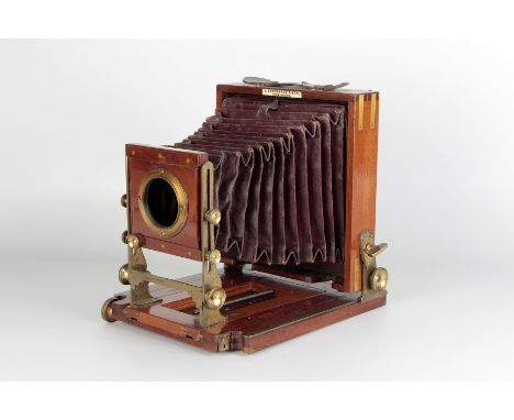 A J. Lancaster 1891 Extra Special Mahogany Field Camera, 6½x4¾, lacking lens, body, F-G