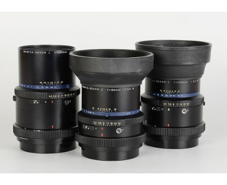 Mamiya RZ67 Pro II Lenses: Sekor Z W f/3.5 90mm lens, black, serial no. 30961, body, VG-E, shutter working, elemenets, VG-E, 