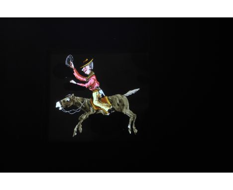 Mahogany-mounted Single-Slipper Hand-Coloured Comic Magic Lantern Slides, F-G, one slipper repaired, ends added to others (11