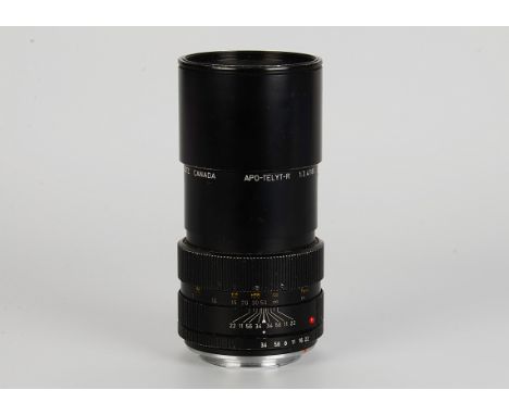 A Leitz APO-Telyt-R f/3.4 180mm Lens, black, serial no. 2776503, body, G, elements, G-VG, some light internal marks