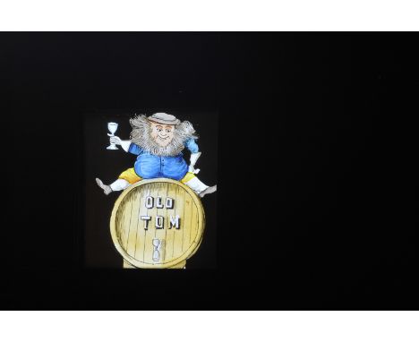 Mahogany-mounted Single-Slipper Hand-Coloured Comic Magic Lantern Slides, F-G, one glass broken (13)