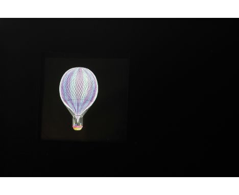 A Mahogany-Mounted W C Hughes Alexandra Palace Tethered Baloon Hand-Coloured Magic Lantern Slide Dissolve Set, static balloon