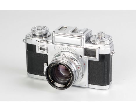 A Zeiss Ikon Contax IIIa Rangefinder Camera, chrome, serial no. B95449, with Zeiss-Opton Sonnar T f/2 50mm lens, chrome, seri