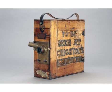 A Moy &amp; Bastie 35mm mahogany and brass Hand-Crank Movie Camera, with Dallmeyer brass 3in rack and pinion lens with iris d