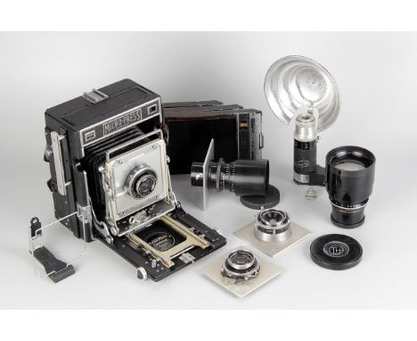 A MPP Micro Press Camera, with focal plane shutter, with Ross Xpres f/4.9 5½” lens, serial no. 19257, body, VG, shutter worki