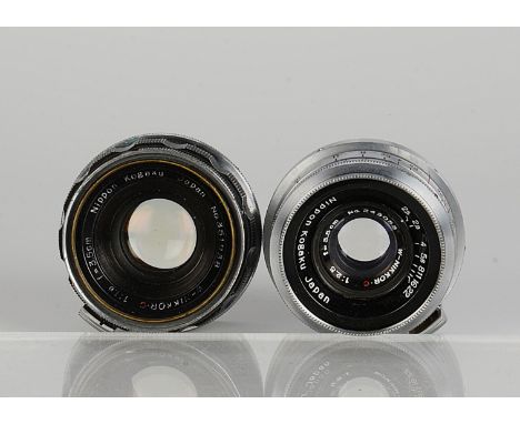 A Nikon W-Nikkor.C f/1.8 35mm Lens, chrome, serial no. 351938, body, F, elements, G, some light cleaning marks and internal h