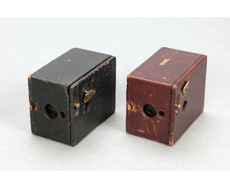 A Pocket Kodak Box Camera, red, 1895, body, G-VG, shutter not working, lens, G-VG, some light fungus, together with a Pocket 