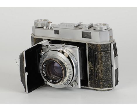 A Kodak Retina II Type 011 Camera, chrome, serial no. 117355, with Ektar f/2 47mm lens, serial no. EO14108, body, G,-VG, lens
