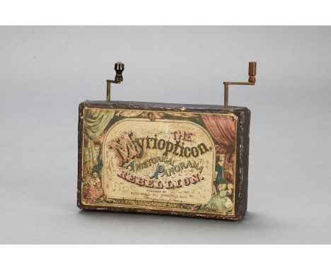 A Milton Bradley & Co lithographed card ‘The Myriopticon Historical Panorama of the Rebellion’, scenes from the American Civi