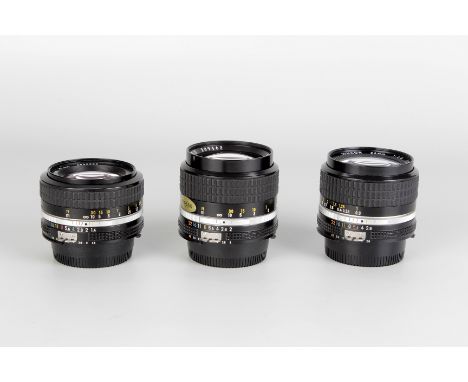 A Nikon Nikkor Ais f/2.8 24mm Lens, black, serial no. 725370, body, VG, elements, VG, together with Nikon Nikkor Ai f/1.4 50m