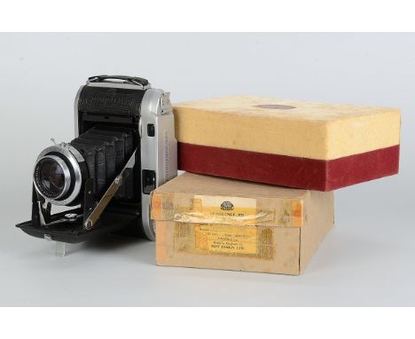 A Houghton Ensign Autorange 820 Rangefinder Camera, chrome, serial no. N10655, with Ross Xpres f/3.8 105mm lens, serial no. 7