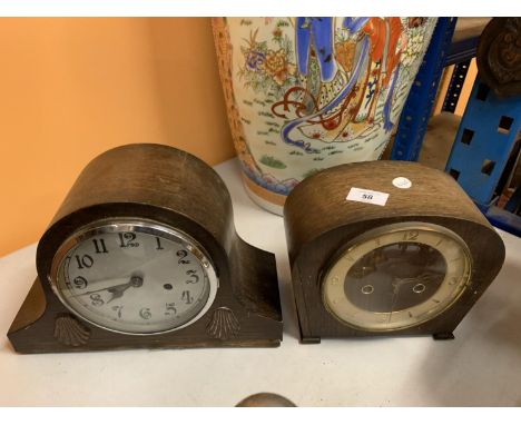 ONE NAPOLEON HAT WOODEN MANTLE CLOCK AND A WOODEN SMITHS MANTEL CLOCK 