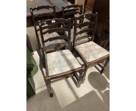 FOUR LADDER BACK DINING CHAIRS 