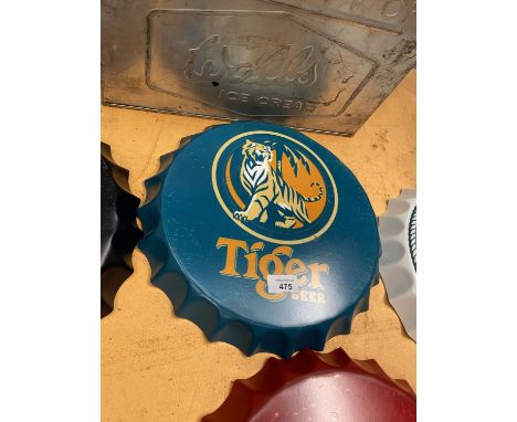 A VINTAGE STYLE GARAGE RETRO TIGER HANGING WALL BEER BOTTLE TOP DISPLAY SIGN 35CM 