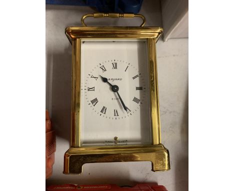 A BAYARD EIGHT DAY BRASS CARRIAGE CLOCK WITH GLASS SIDES 