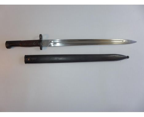 A GERMAN S84/98 BAYONET AND SCABBARD, 38CM BLADE 