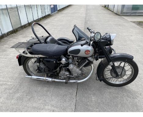 A 1956 PANTHER 100 SPRINGER 600 CC WITH A SQUIRE SIDECAR. FOUR OWNERS FROM NEW. WITH A V 5 AND ORIGINAL LOG BOOK. GARAGE STOR