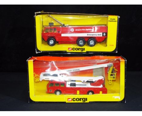 Diecast - Corgi - two boxed vintage Corgi Fire Engines, including 1126 Simon Snorkel and 1118 Chubb Pathfinder, items appear 